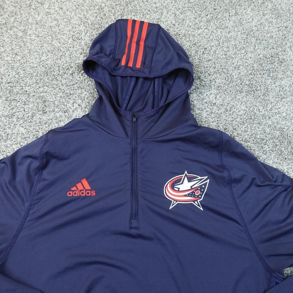 Columbus Blue Jackets Hoodie Mens M Blue NHL Hockey Adidas Pullover Sweatshirt